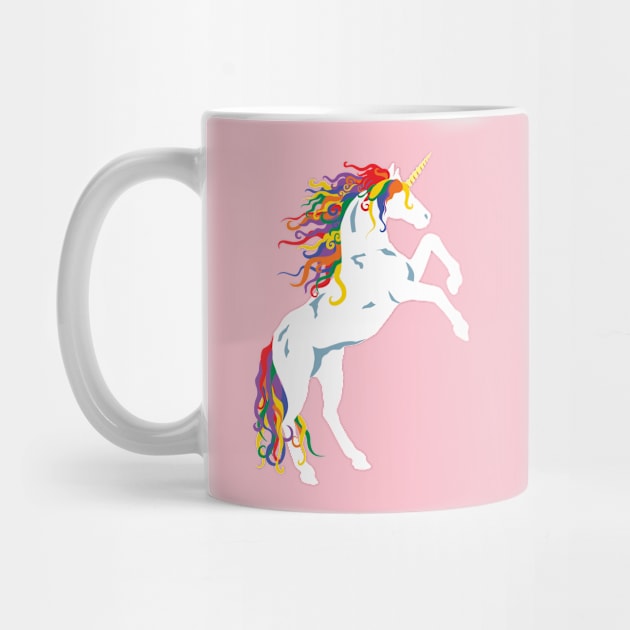 Rainbow Maned White Unicorn by PeregrinusCreative